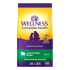 Wellness Complete Health Dry Dog Food, Wholesome Grains, Lamb & Barley, 26-lb