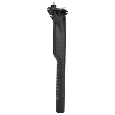 Tige de selle vélo universelle 27.2x300mm dia motif fibre de carbone noir mat - Photo 1/4