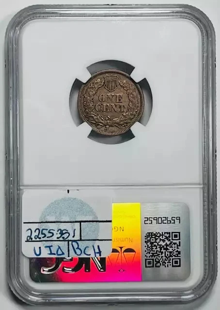 1864 Small Cents Indian Head Penny NGC AU-50 COPPER - Image 2 of 2