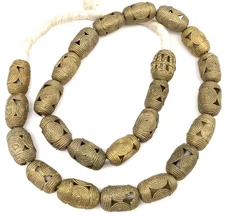 Authentic Ghana African lost Wax natural oval Brass African trade Beads