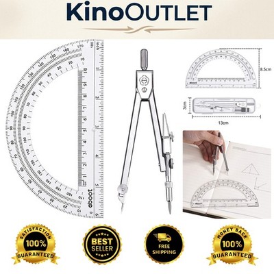 Compact and Lightweight Drawing Compass with Protractor - Organize Your Studies