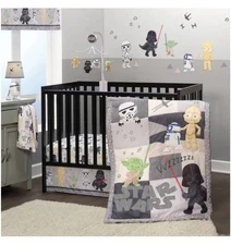Lambs & Ivy Star Wars Classic Baby Crib Bedding Set - Yoda/Darth Vader - 3pc