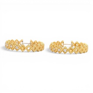 VINTAGE DESIGNER ROBERTO COIN DIAMOND HOOP EARRINGS 18K YELLOW GOLD SIGNED