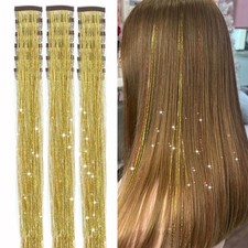 18pcs Hair Tinsel Clip in Hair Tinsel Kit Glitter Tinsel Hair Extensions 20In...