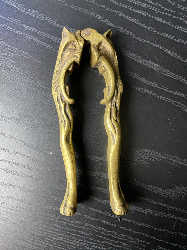 Vintage Brass Wolf  Head Nutcracker Decorative Collectible - Image 2 of 2