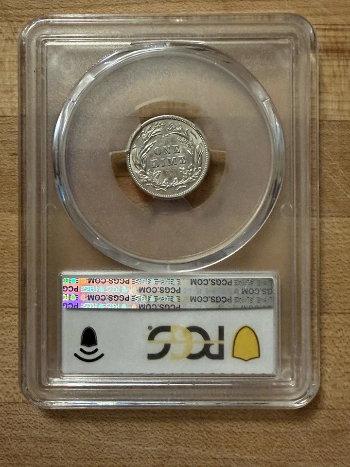 1906 Barber Dime PCGS AU55 – Mint Error Struck Through Grease - Image 3 of 4