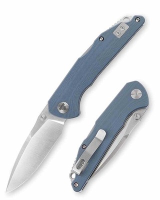 TVTY27GG14 Trivisa Arae-03G Pocket Knife 14C28N Satin Blade Blue G10 Handle Back