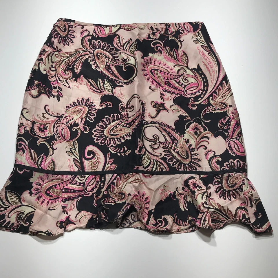 Jade Melody Tam Skirt Womens Size 10 Silk Pink Black Paisley Beaded Trumpet - Image 2 of 4