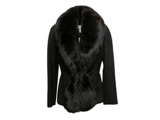 Vintage Black Christian Dior Fall/winter 1998 Wool Fox Fur-trimmed Jacket Fr 44