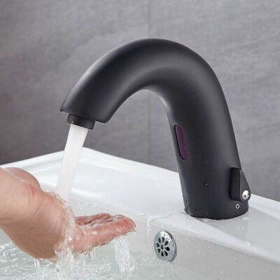 Touchless Automatic Bathroom Sink Tap Basin Brass Black Hot and Cold Faucet US
