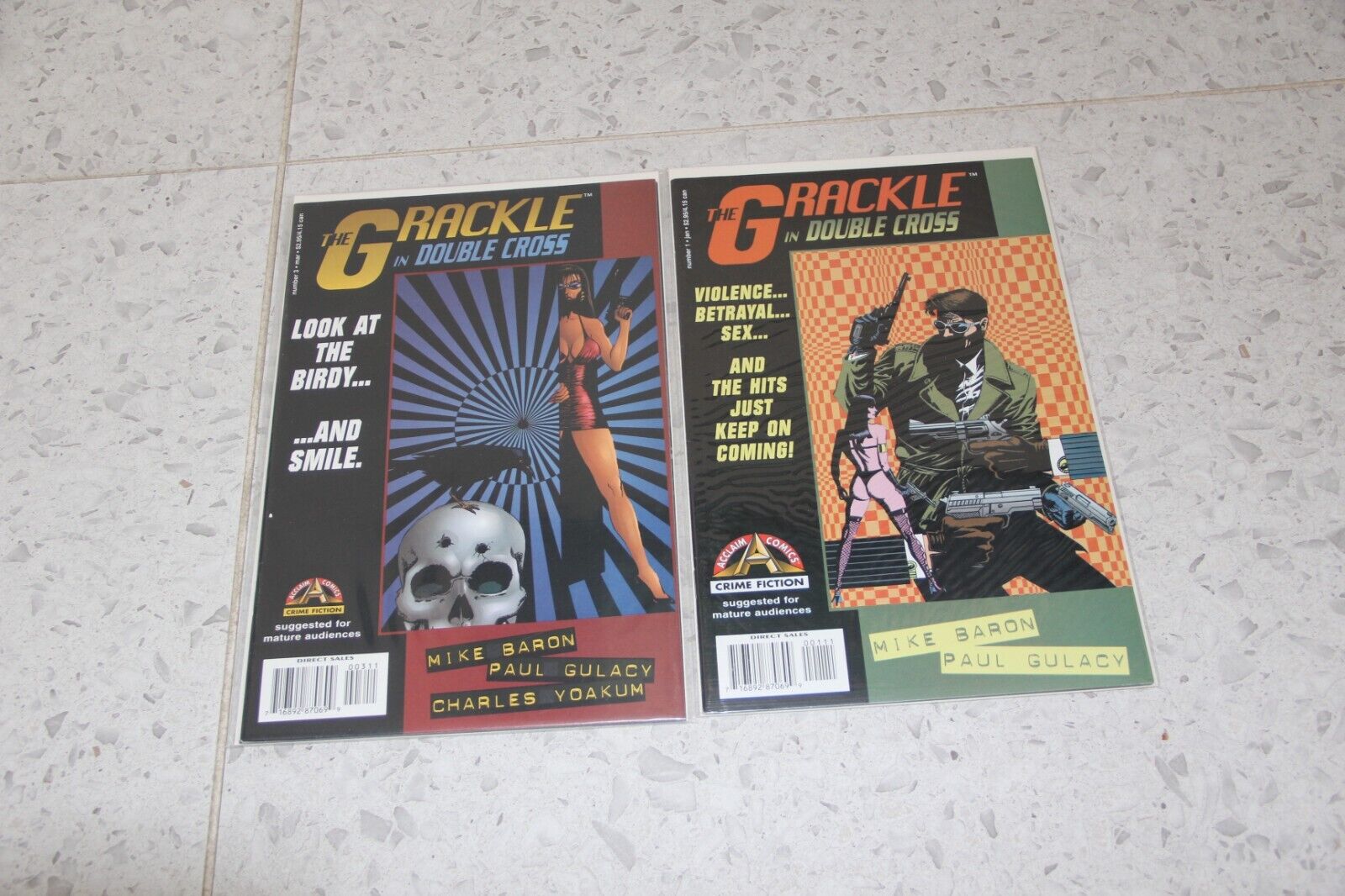 THE GRACKLE IN DOUBLE CROSS #1 and 3 Acclaim Comic Book Lot