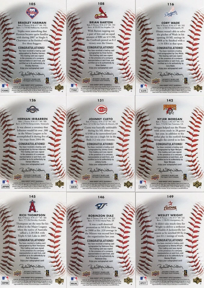  2008 Sweet Spot -- Sweet Beginnings  AUTOGRAPH'S   ***YOU PICK*** ROOKIE CARDS - Image 2 of 2