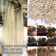AAA Silicone Lined NANO Rings/Beads Link for Remy Virgin Hair Extensions 200PCS