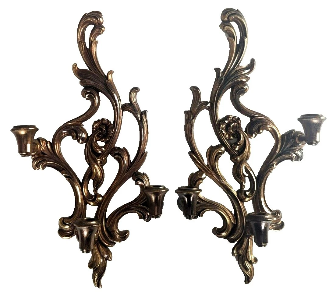 Hollywood Regency Candelabros de madera y accesorios