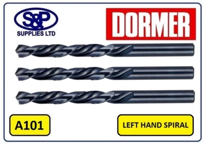 DORMER A101 HSS LEFT HAND SPIRAL JOBBER DRILL BITS - 2.5MM, 3.0MM, 4.0MM & 5MM