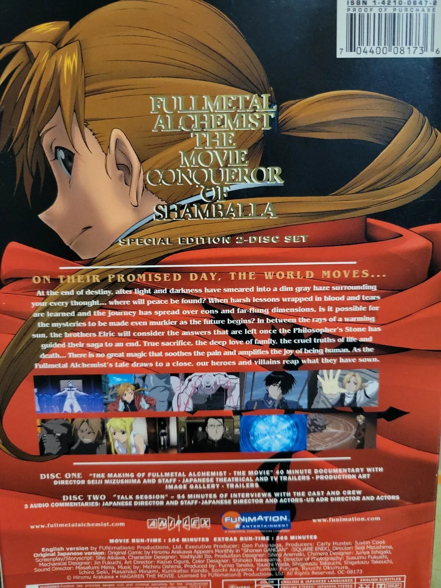 Fullmetal Alchemist The Movie Conqueror Of Shamballa Anime DVD Mizushima  Seiji