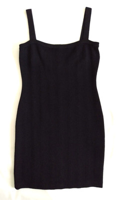 St John Collection Wool Blend Sleeveless Strap Knit Sheath Dress Black Size 8