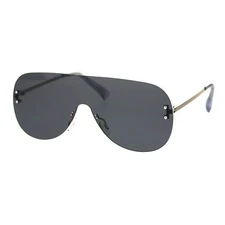 Rimless Shield Sunglasses Unisex Modern Sleek Design Shades UV 400