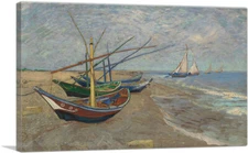 Fishing Boats on the Beach at Saintes-Maries Canvas Print by Vincent van Gogh