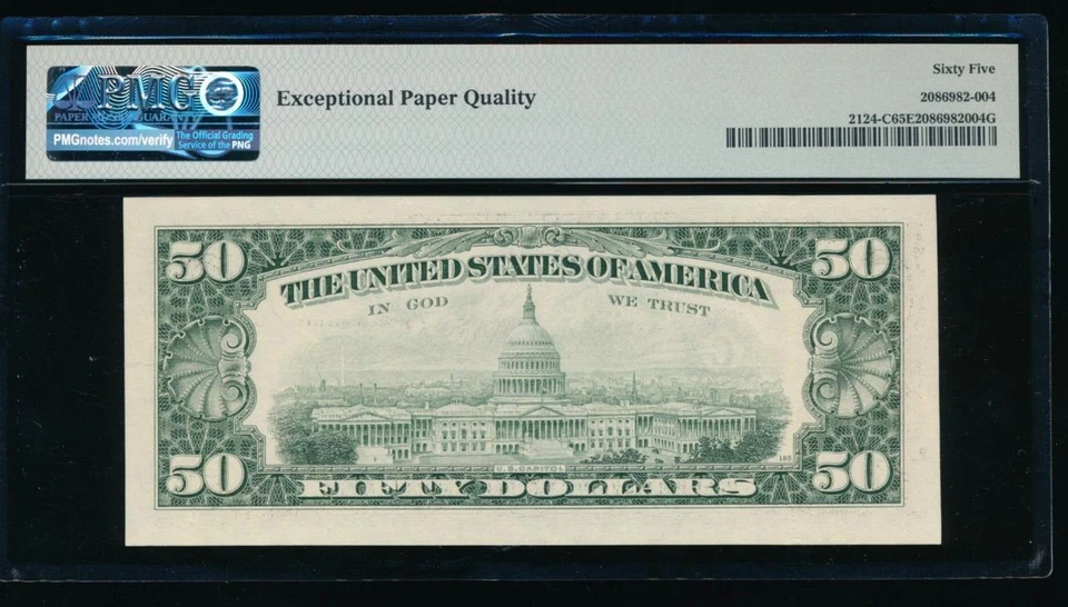 AC $50 1990 Philadelphia FRN PMG 65 EPQ C-A block Fr 2124-C - Image 2 of 2