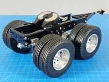 2 Axles Dolly Tractor Trailer Pin Mount 5th Wheel Coupler Tamiya 1/14 R/C Truck
