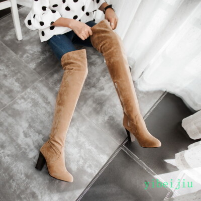 2025 Fall Winter Womens Over The Knee High Boots Block Heel Riding Shoes Vintage