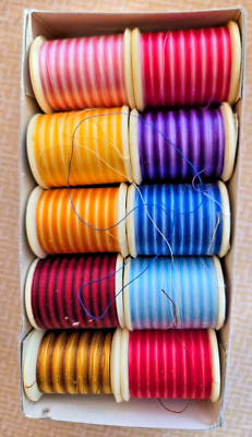 Retors Brillante Cotton Spool Thread 10 Colors + Box CARTIER-BRESSON Paris NOS