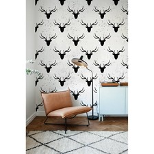Black Deers Modern Minimalistic Non-woven wallpaper Home wall mural Wallcover