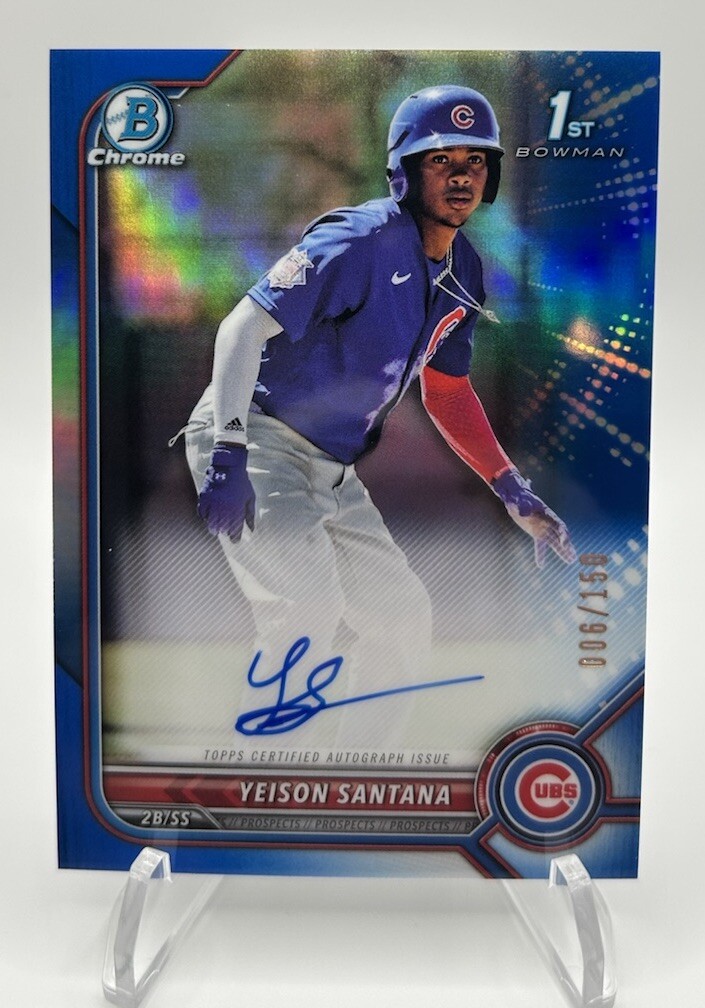 2022 Bowman Chrome Autograph Blue RayWave Refractor CPA-YML Yeison Morrobel /150