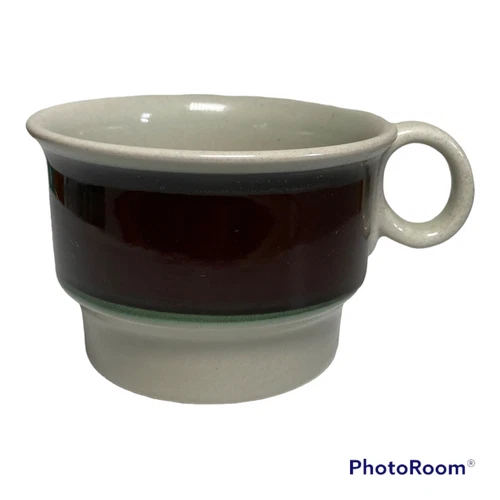 Vintage MCM Hoganas Keramik Coffee Mug Cup AGAT Pattern Sweden Modern Stoneware