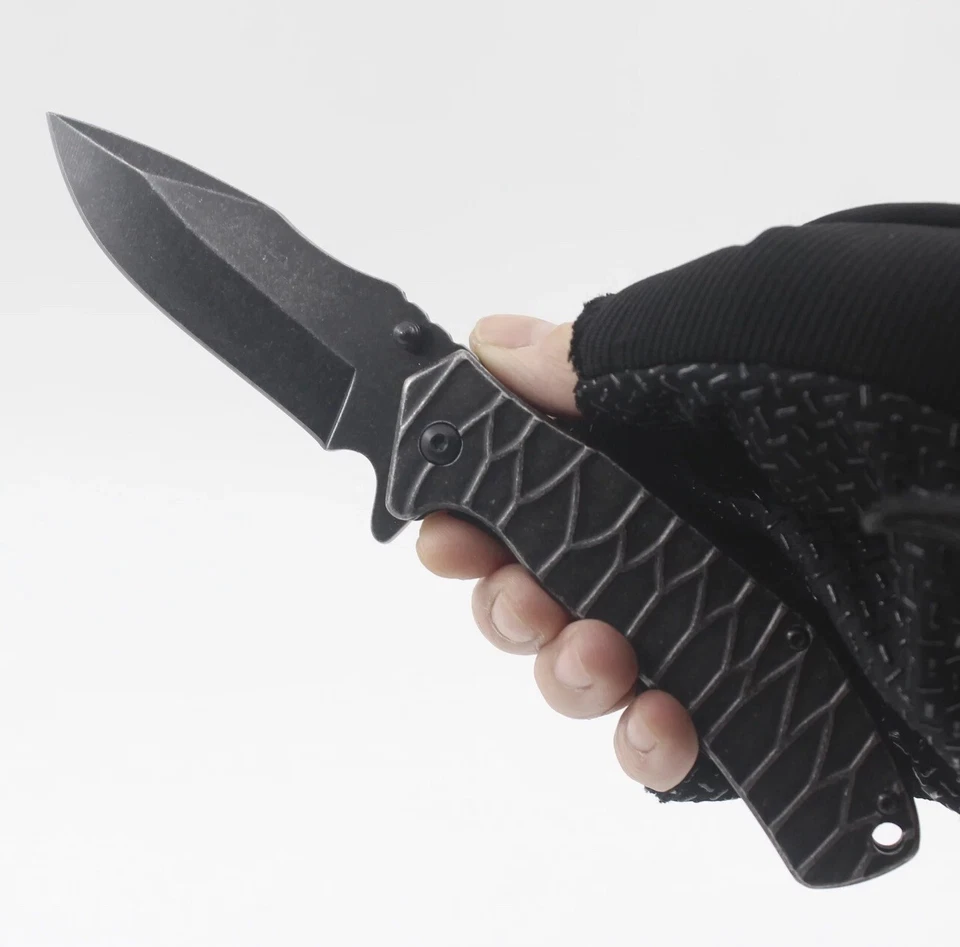 Navaja de bolsillo plegable de acero inoxidable para acampar al aire libre Foto 2 de 4