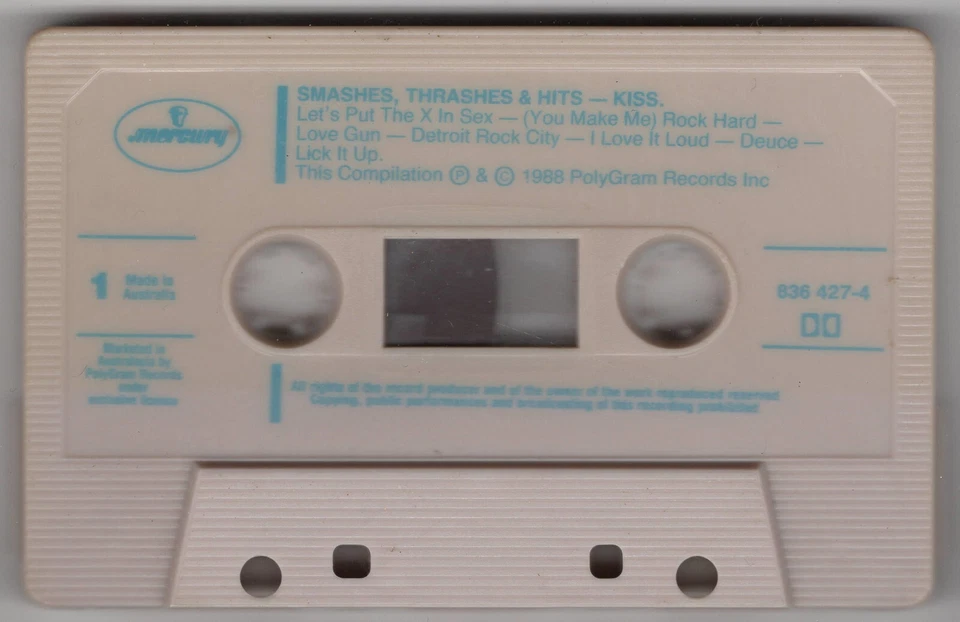 1988 MUSIC AUDIO CASSETTE TAPE - [ALBUM: SMASHES, THRASHES & HITS] GROUP: KISS - Image 4 of 4