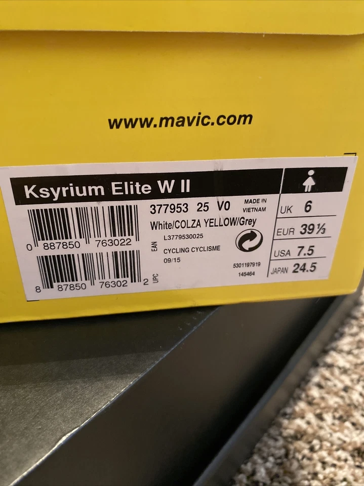 NIB Ksyrium Elite WII SZ 7.5 White Yellow Cycling Shoe - Image 4 of 4