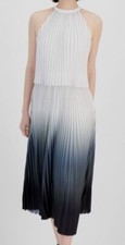 T Tahari Womens White Ombré Pleated Midi Dress Size 8