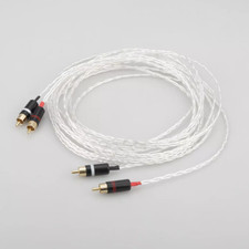 Pair OCC Copper Silver Plated Cord HIFI RCA Cable Audio Interconnect Signal Wire