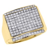 10K Gelbgold Diamant Herren Ring Statement Rund Pavé Pinky 0,42 CT