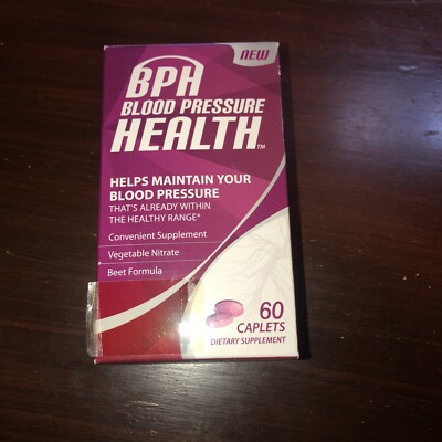 BPH Blood Pressure Health Caplets, 60 Count  Drug FREE - NEW.. (K) Beet Formula 