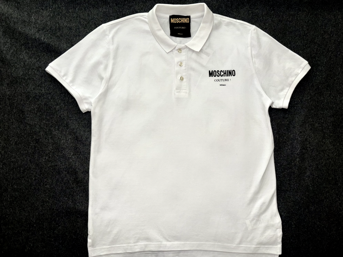Moschino Couture! LOGO PRINT Piqué Polo 50/L