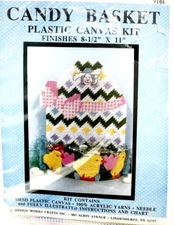 Stitchery Craft Kit Vintage Design Works 7-Ct Plastic Canvas Craft CANDY BASKET
