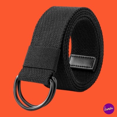 LXMY Herren Canvas verstellbarer Gürtel, Doppel-D-Ring, schwarz, Einheitsgröße