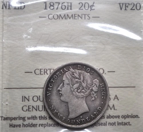 1876 Newfoundland 20 Cents — photo from the most recent tracked eBay sale