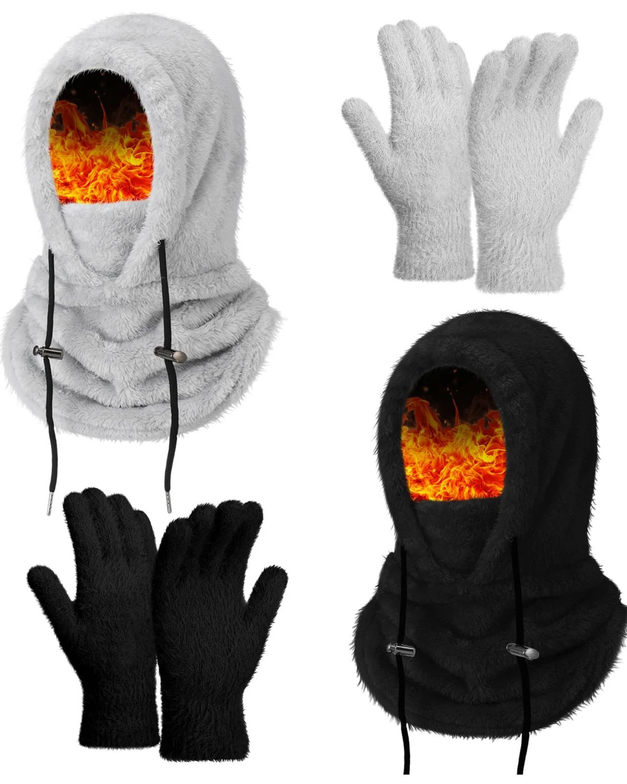 4 Pcs Winter Fleece Balaclava Ski Face Mask and Glove Set for Men Women Windp...
Opens in a new wind