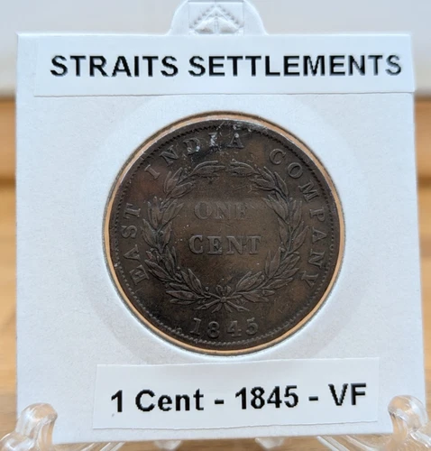 Photo of a 1845 East India Company 1/2 Cent from an eBay listing that sold on Jul 12, 2026