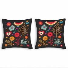 Set of 2 Decorative Throw Pillow Covers 18x18in - Whimsical Floral  Botanical