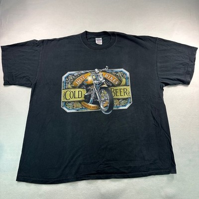 Gildan Hot Bikes Cold Beer Milwaukee USA Graphic T-Shirt Black Mens XXL