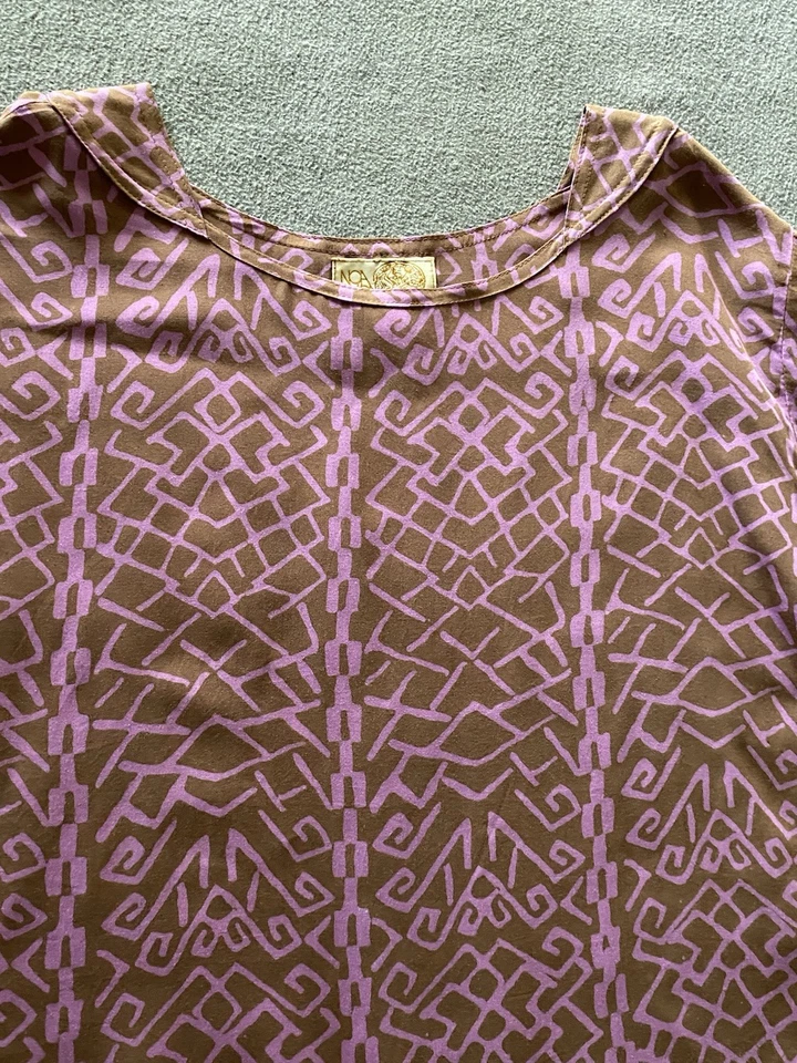 Noa Noa 女式 S 棕色粉色抽象印花长裙波西米亚夏威夷度假村二手状况完好 — 第 4/4 张图片