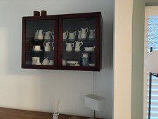 Beaver & Tapley Wall Unit (Burgundy Oak)  Glass doors & shelves, internal lights
