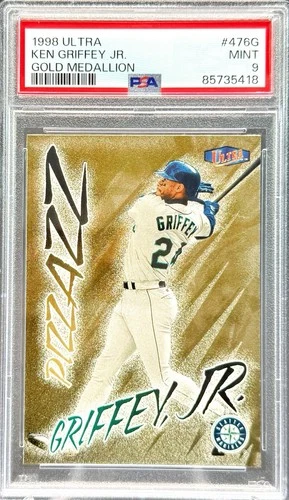 1998 Fleer Ultra KEN GRIFFEY JR GOLD MEDALLION PIZZAZZ SSP VARIATION #476G PSA 9