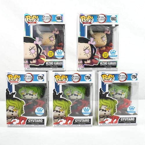 Funko Pop Demon Slayer Nezuko Kamado And Gyutaro Demon Vinyl Figures Lot of 5