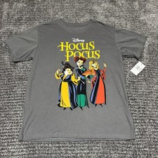 Disney Mens Hocus Pocus Sanderson Sisters T Shirt Large Gray NWT Short Sleeve